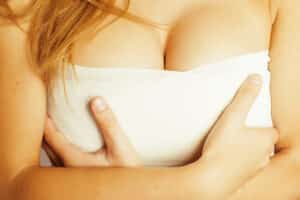 A cropped shot of a woman's chest after breast reduction in Quogue, NY
